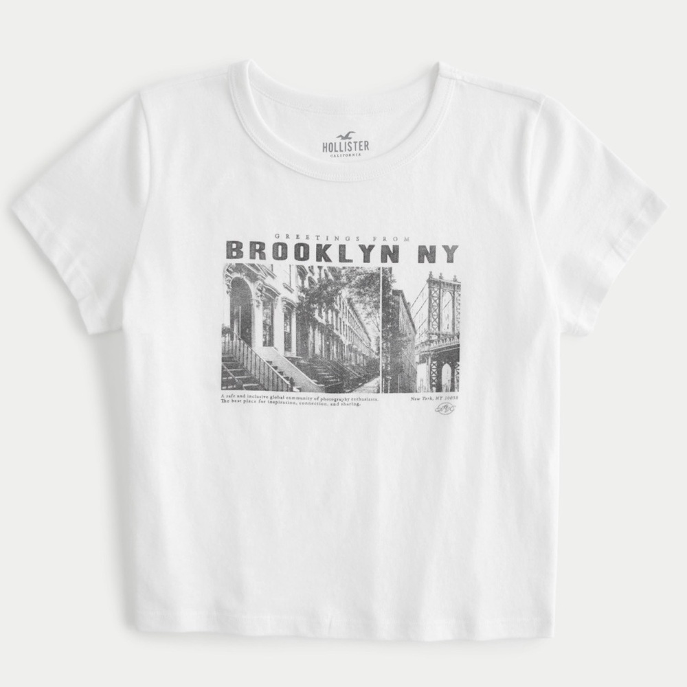 Hollister White Brooklyn NY Graphic Baby Tee